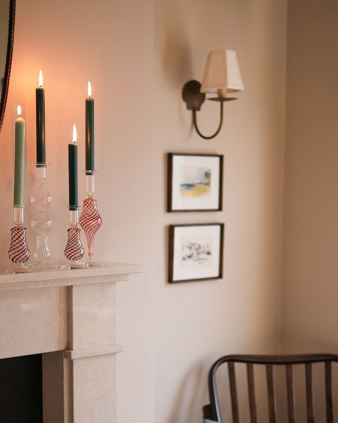 Swirl Short Glass Candle Holder Candlestick Red White Swirls Issy Granger Clear Ombo Glass Candle Holder Candlestick