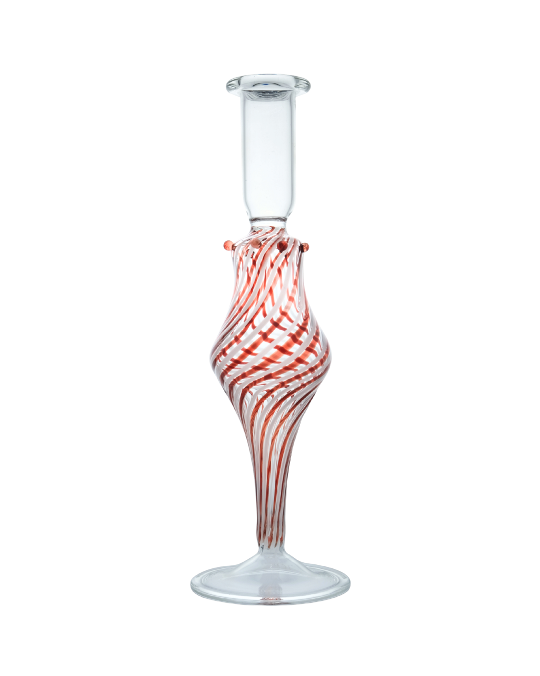 Swirl Tall Candle Holder Glass Candlestick Red and White Issy Granger 