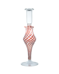 Swirl Tall Candle Holder Glass Candlestick Red and White Issy Granger 