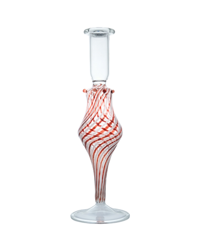 Swirl Tall Candle Holder Glass Candlestick Red and White Issy Granger 