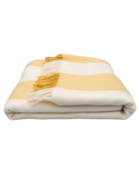 The Keats Merino Lambswool Throw Blanket Yellow and White Stripes Issy Granger 