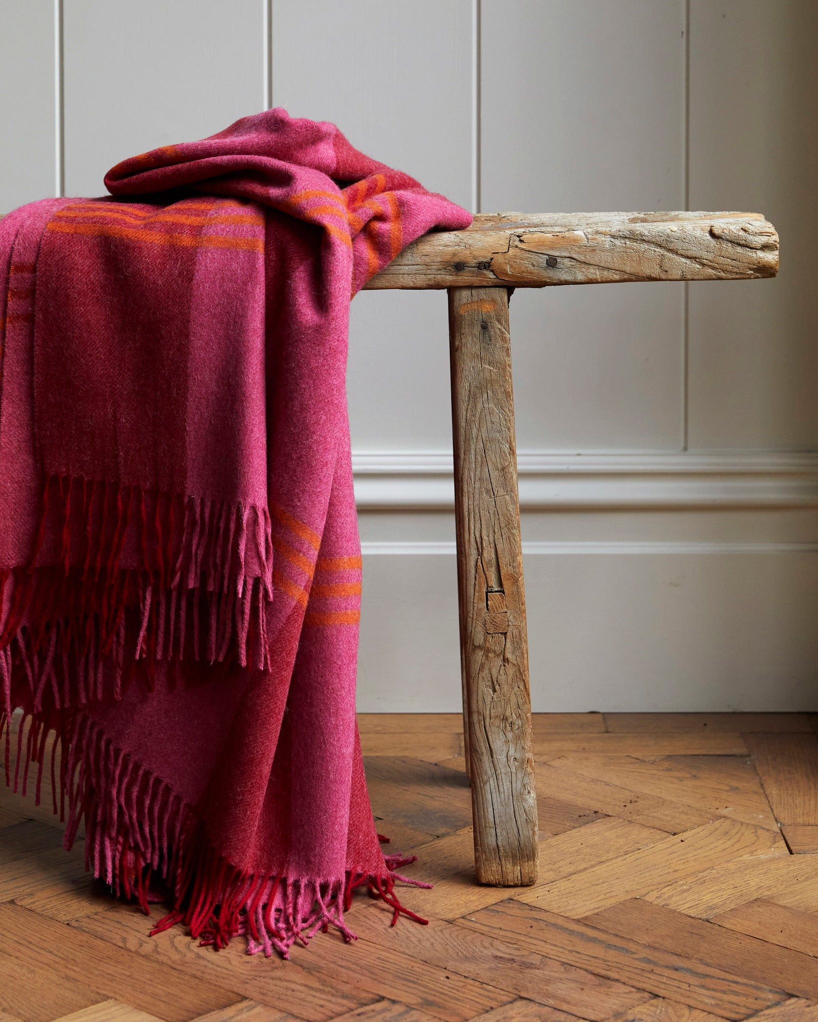 The Keats Merino Lambswool Throw Blanket Yellow and White Stripes Issy Granger 