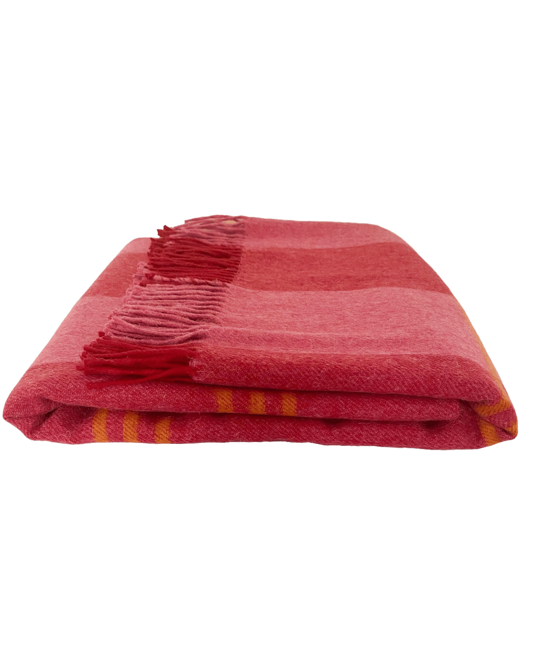 The Marlowe Merino Lambswool Throw Blanket Pink Red and Orange Stripes Issy Granger 