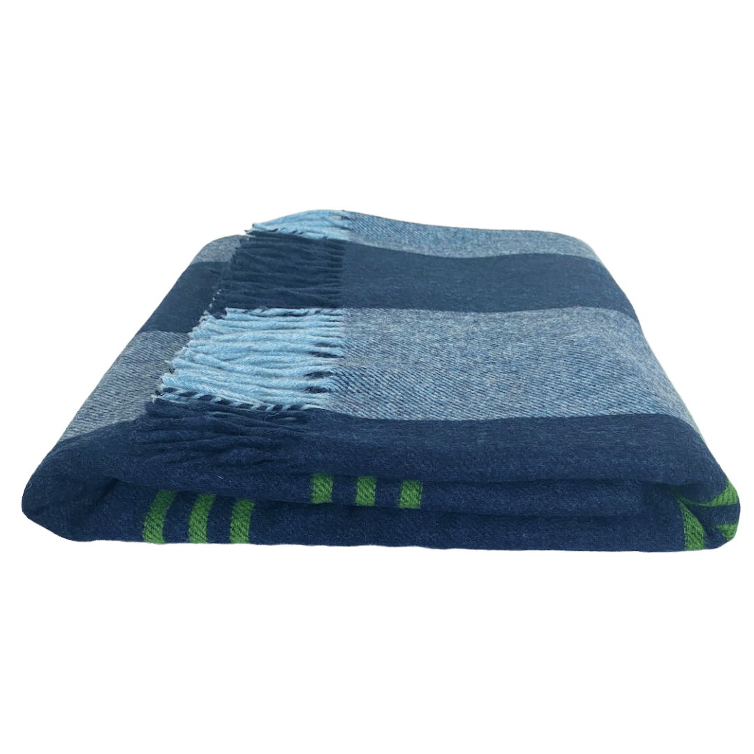 The Wilde Merino Lambswool Throw Blanket Blue Stripes Issy Granger 