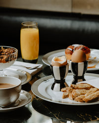 The Wolseley Hotel Issy Granger Striped Egg Cup Black and White Stripes Ceramic 