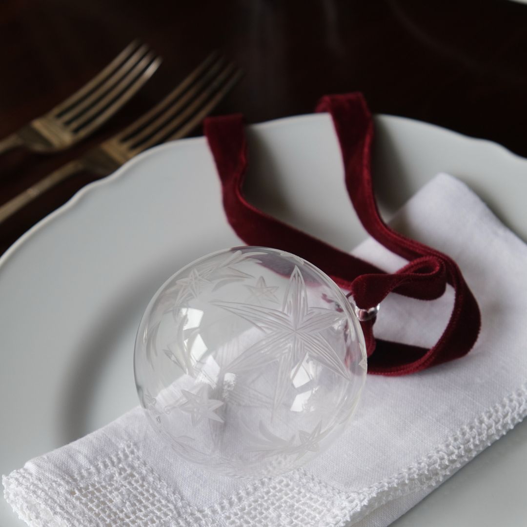 Etched Star Glass Christmas Bauble