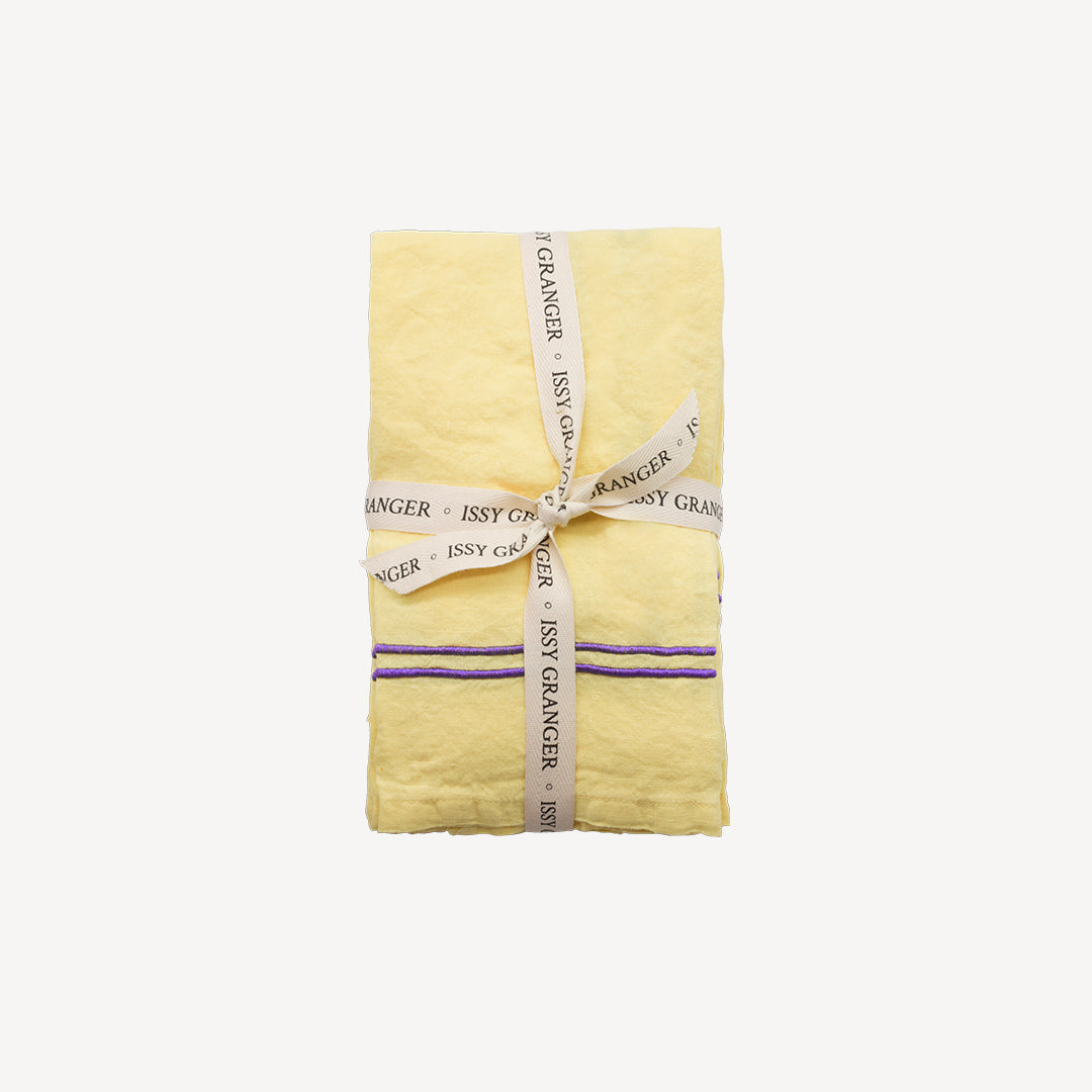 Issy Granger Yellow Double Piped Linen Napkins Set of Four