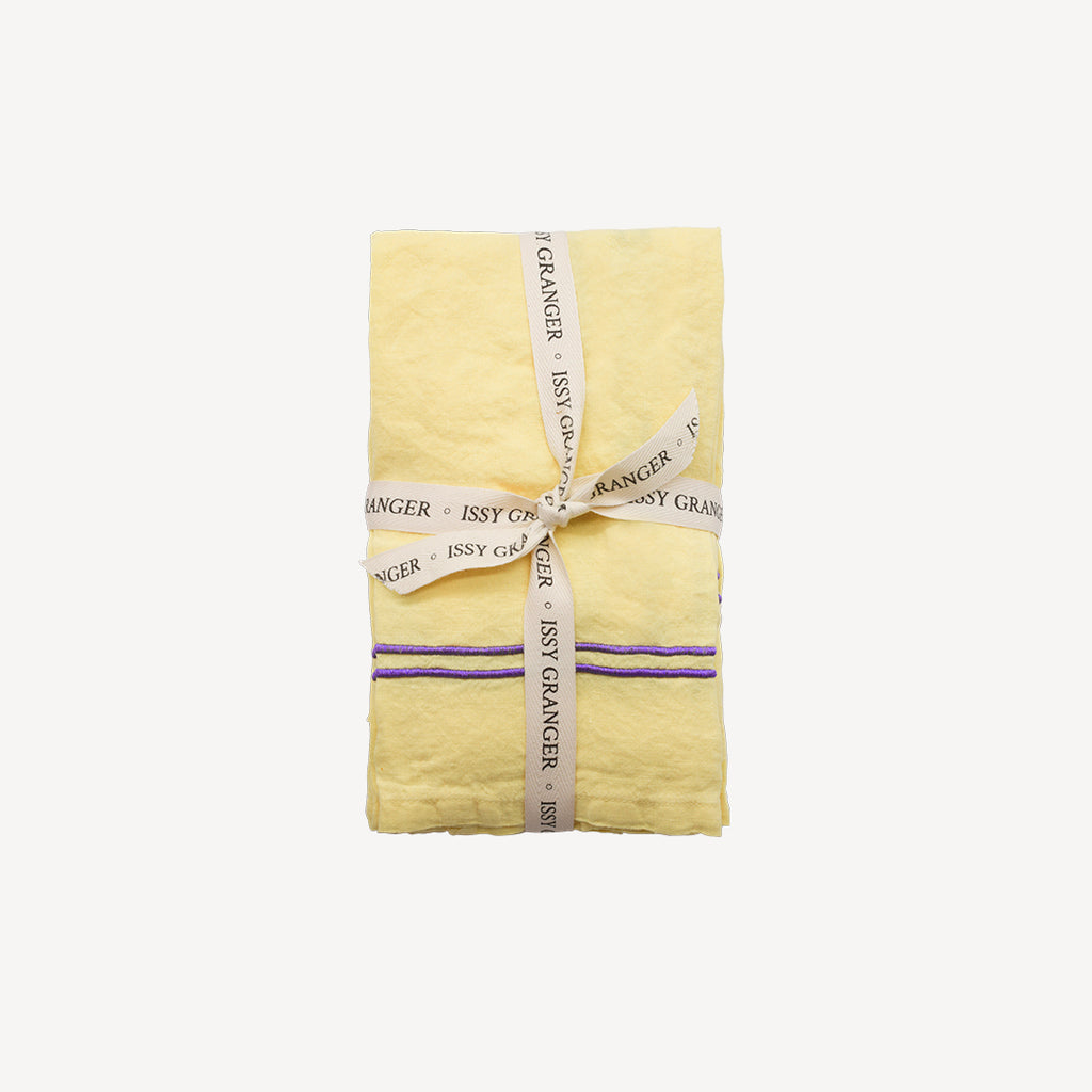 Issy Granger Yellow Double Piped Linen Napkins Set of Four