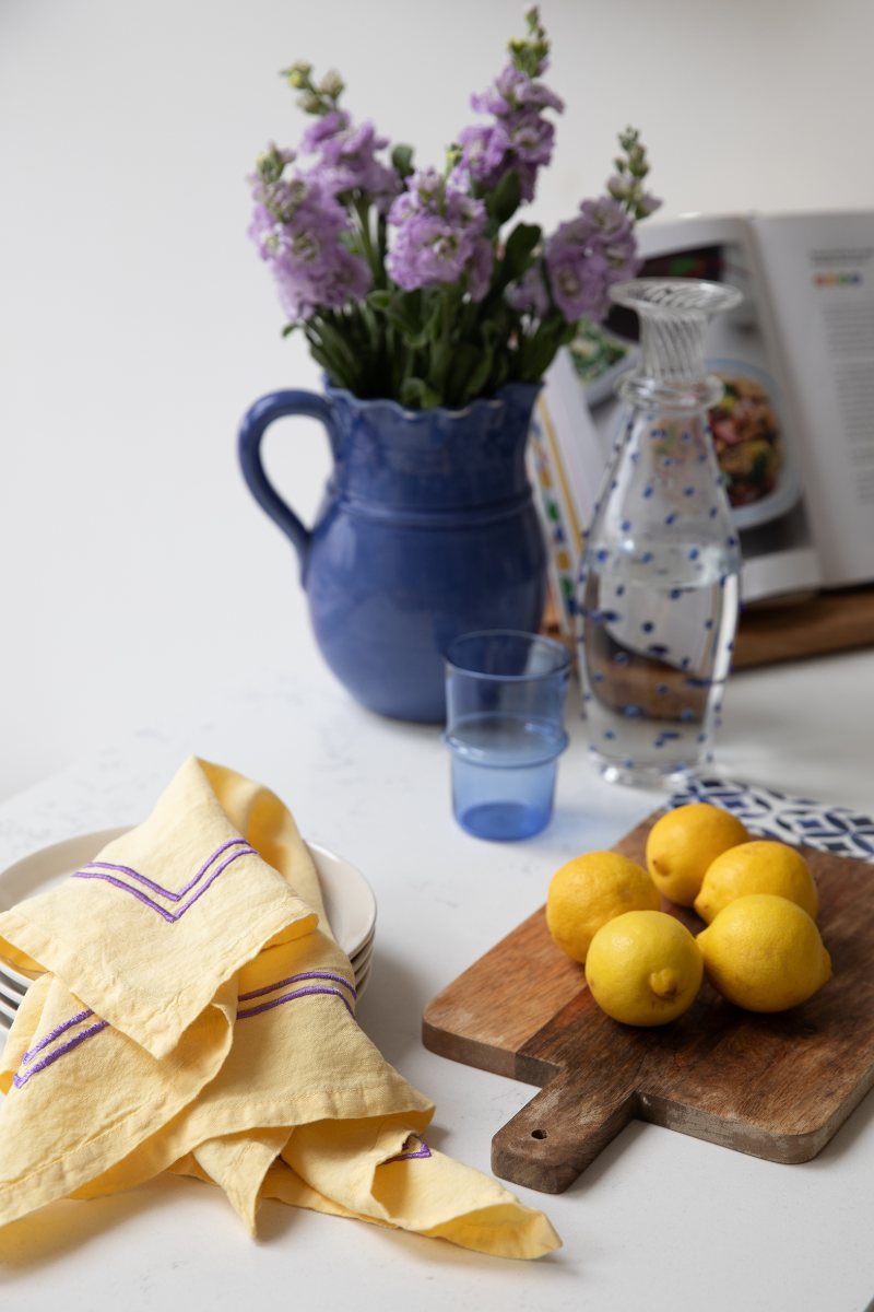 Yellow Purple Linen Napkins Issy Granger