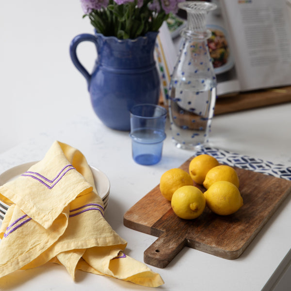 Yellow and Purple 100% Linen Napkin 1