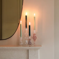 Red Christmas Glass Candlestick - Tall