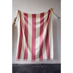 Issy Granger Pink Striped Merino Wool Throw Blanket 