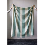 Issy Granger Green Striped Merino Wool Throw Blanket  Edit alt text