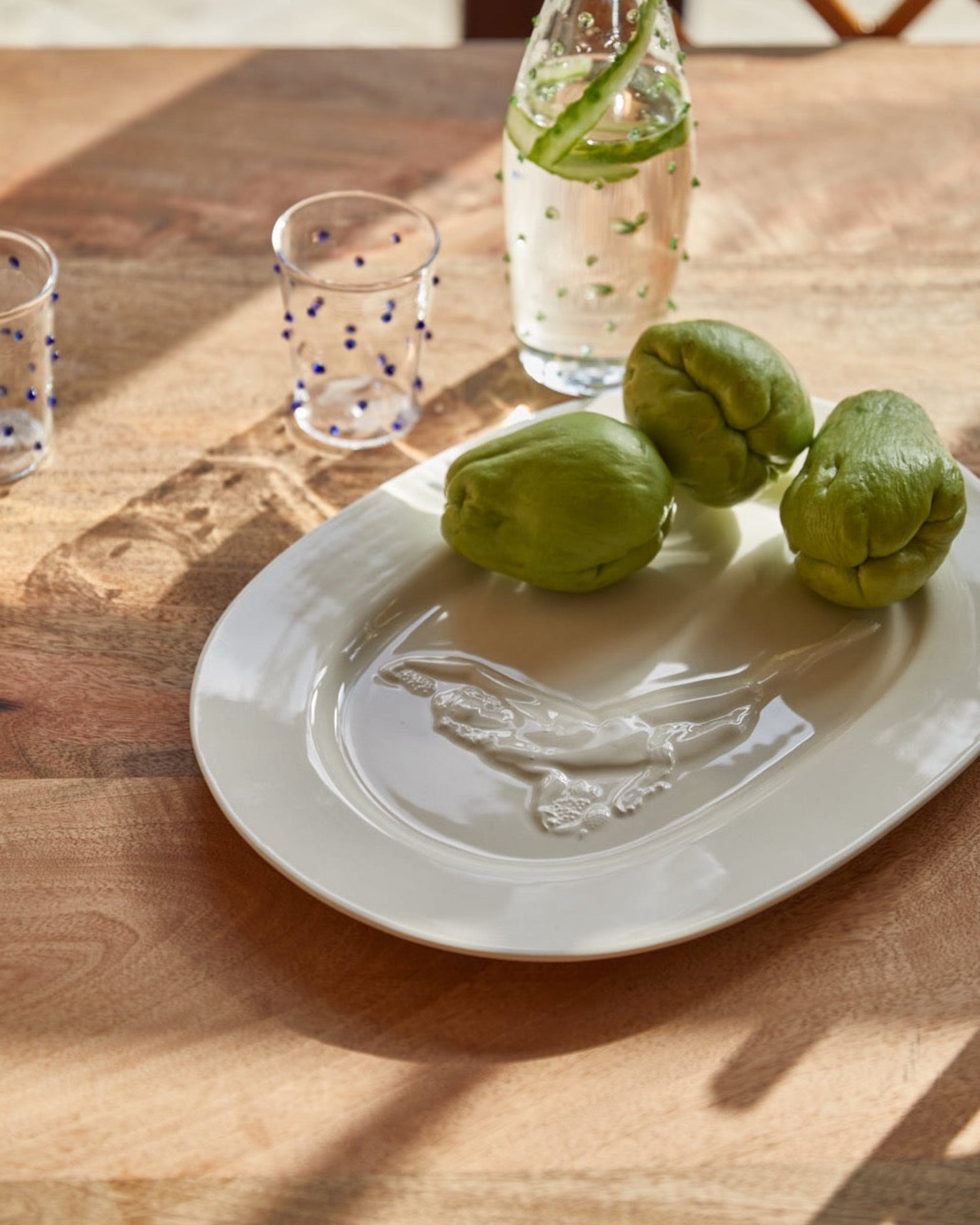 Issy Granger Ceramic Serving Plate. Ancient Rome. Bacchus Plate. White Ceramic platter.