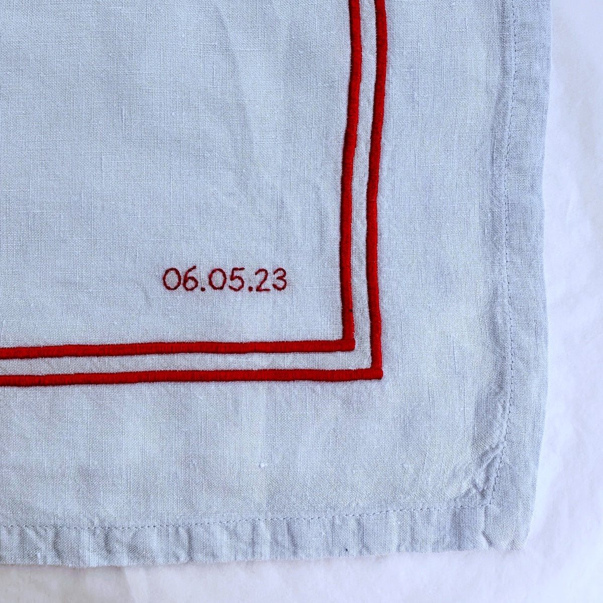 Issy Granger x Cressida Jamieson bespoke embroidered linen napkins