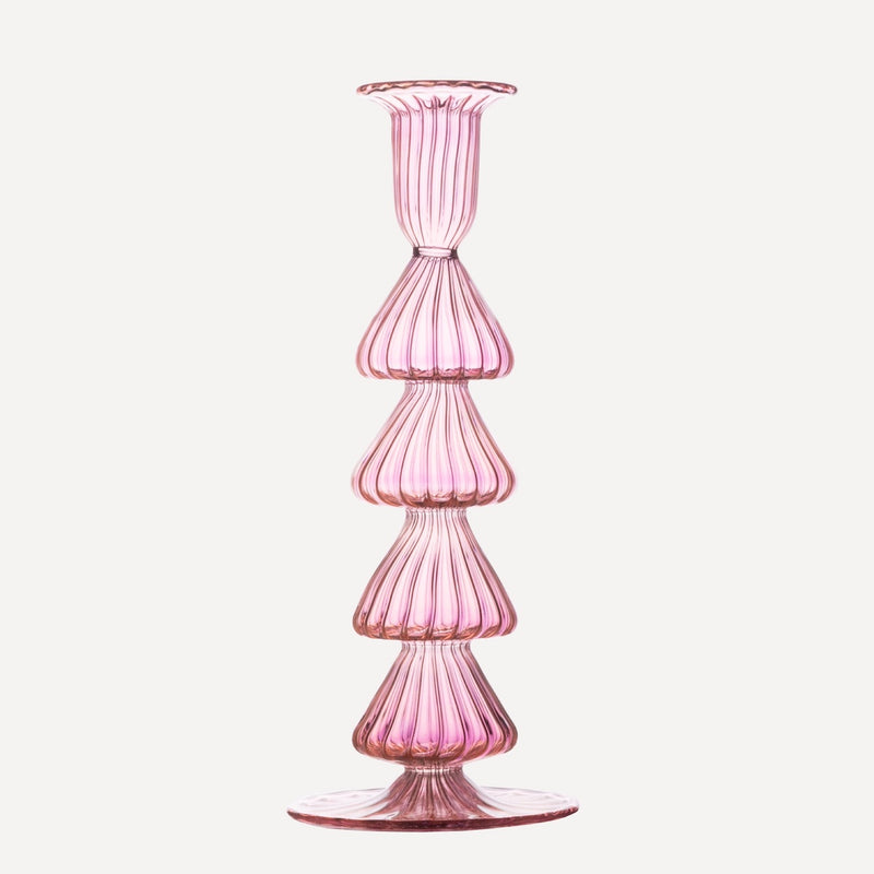 Issy Granger Pink Glass Candlestick, Candle Holder
