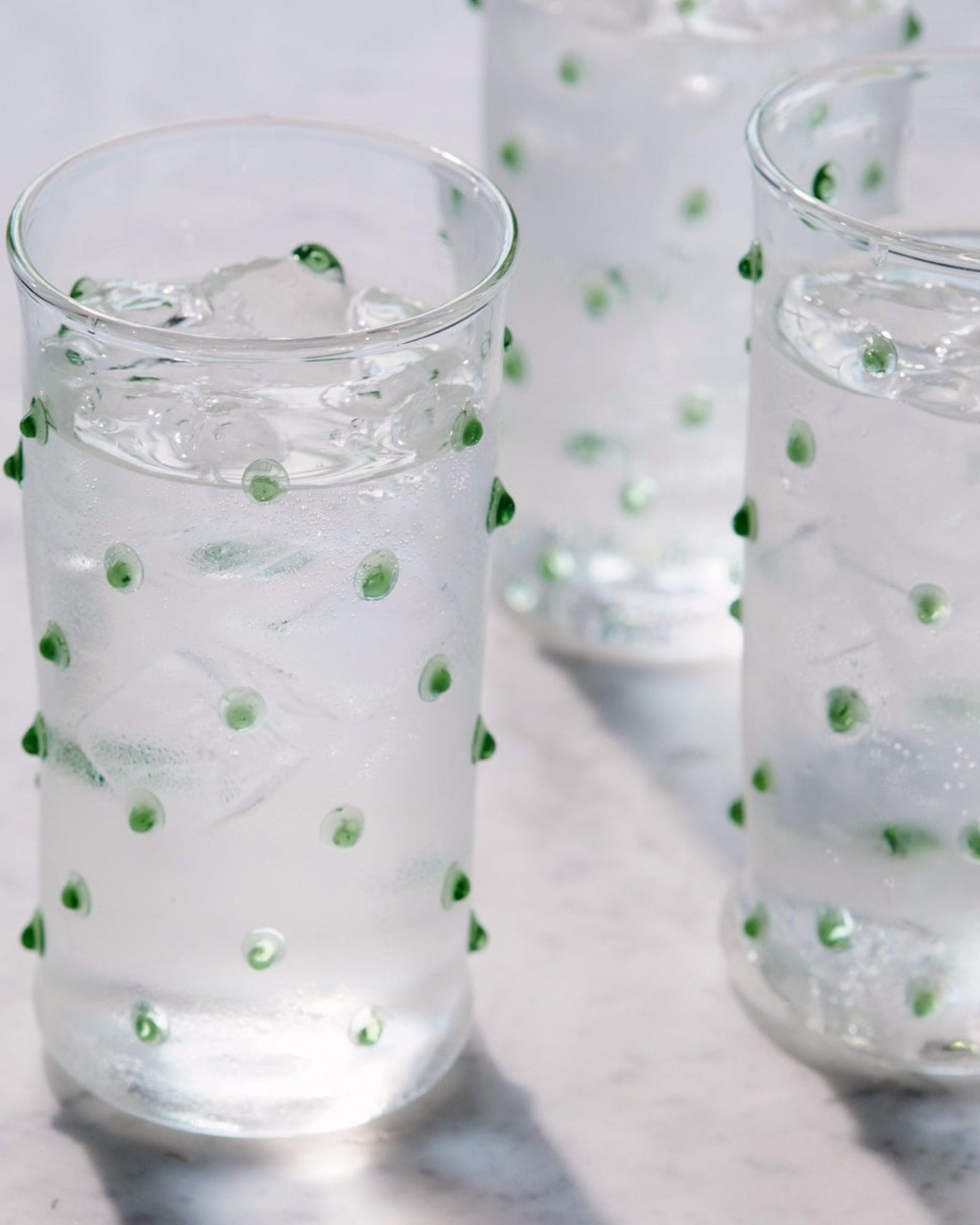Issy Granger - Green Spotty Pom Highball cocktail Glass Vase 