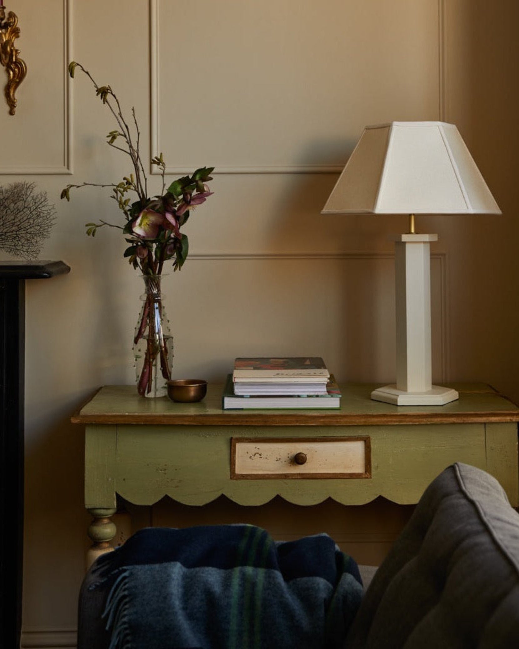 Issy Granger Medium Hexagon Cream Linen Lampshade. Shade. Table Lamp. Lighting Shade 