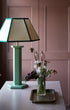 Issy Granger Medium Hexagon Cream, Green, Linen Lampshade. Shade. Table Lamp. Lighting Shade 