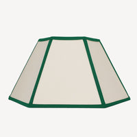 Issy Granger Medium Hexagon Cream, Green, Linen Lampshade. Shade. Table Lamp. Lighting Shade