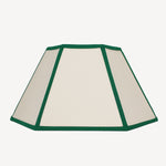 Issy Granger Medium Hexagon Cream, Green, Linen Lampshade. Shade. Table Lamp. Lighting Shade