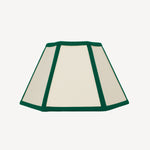Issy Granger Small Hexagon Cream, Green, Linen Lampshade. Shade. Table Lamp. Lighting Shade