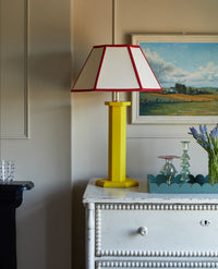 Issy Granger Red Trim Hexagon Lampshade Linen Lamp Shade 