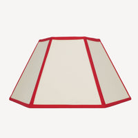 Issy Granger Medium Hexagon Cream, Red, Linen Lampshade. Shade. Table Lamp. Lighting Shade