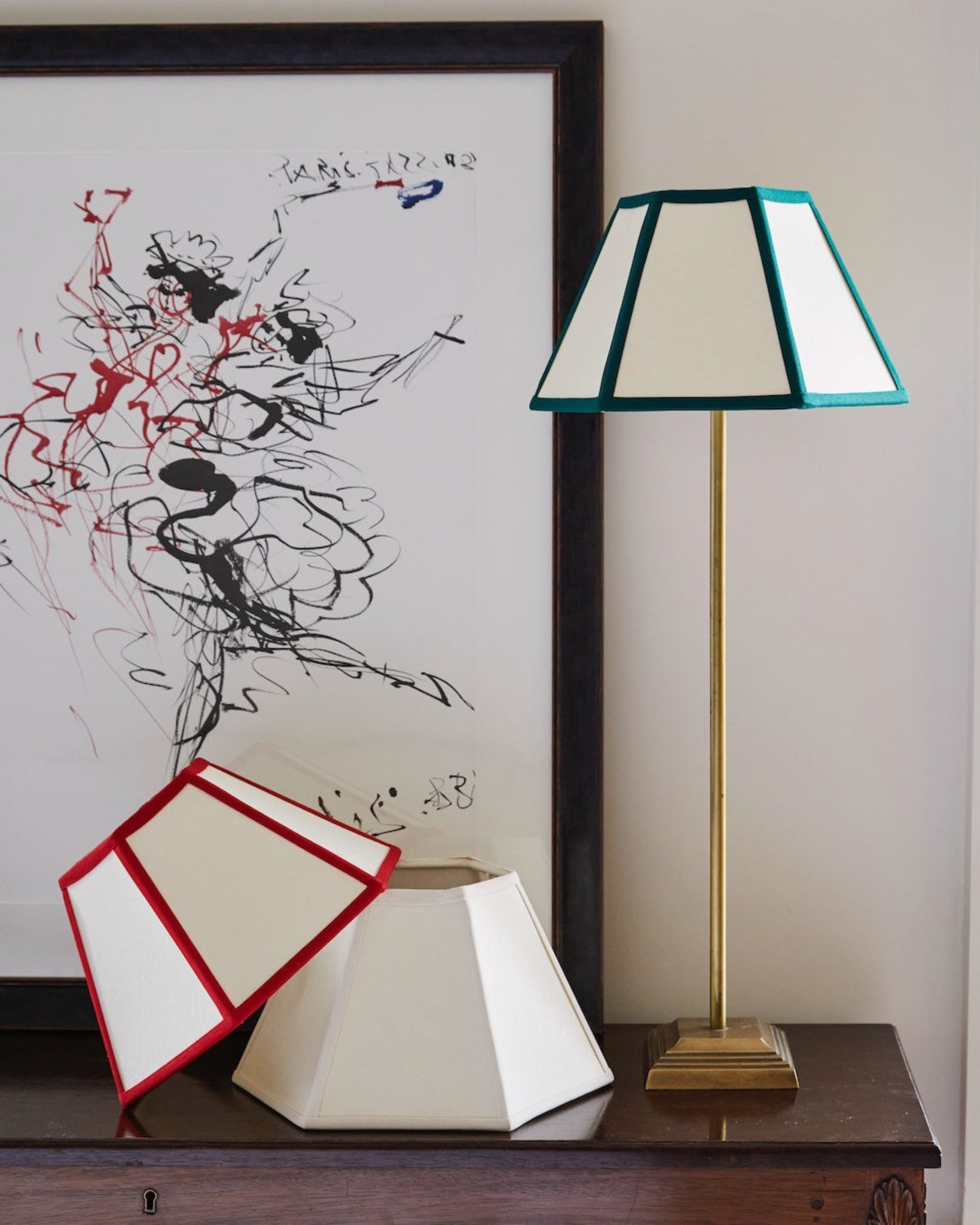 Issy Granger Red Trim Hexagon Lampshade Shade