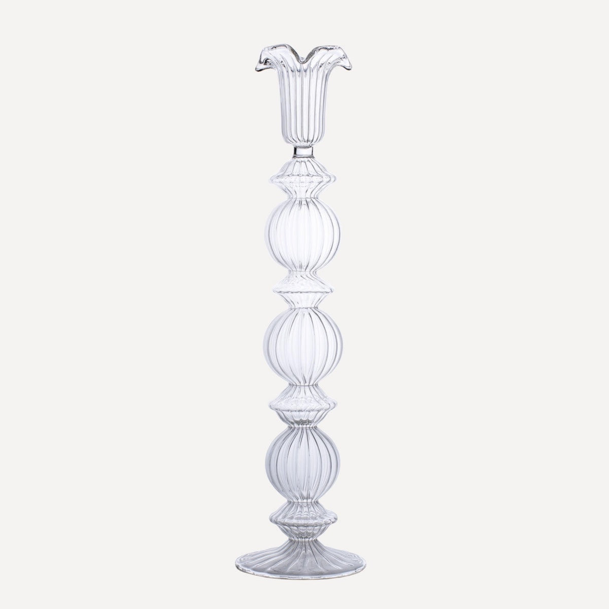 Issy Granger Tall  Clear Glass Candlestick Candle Holder