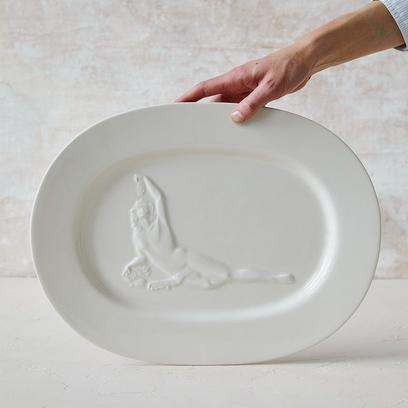 Issy Granger Ceramic Serving Plate. Ancient Rome. Bacchus Plate. White Ceramic platter. 