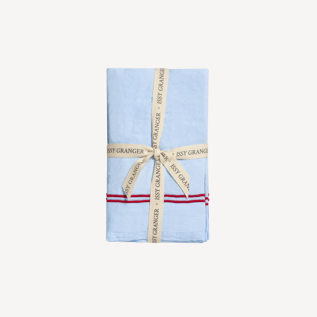 Issy Granger Double Piped Blue Linen Napkin