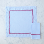 Issy Granger Blue Double Piped Linen Napkins Set of Four