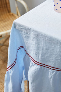 Issy Granger Blue Piped Linen Tablecloth