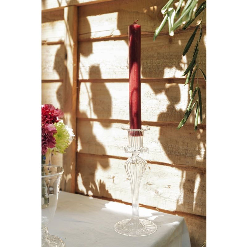 Issy Granger clear glass candlestick candle holder