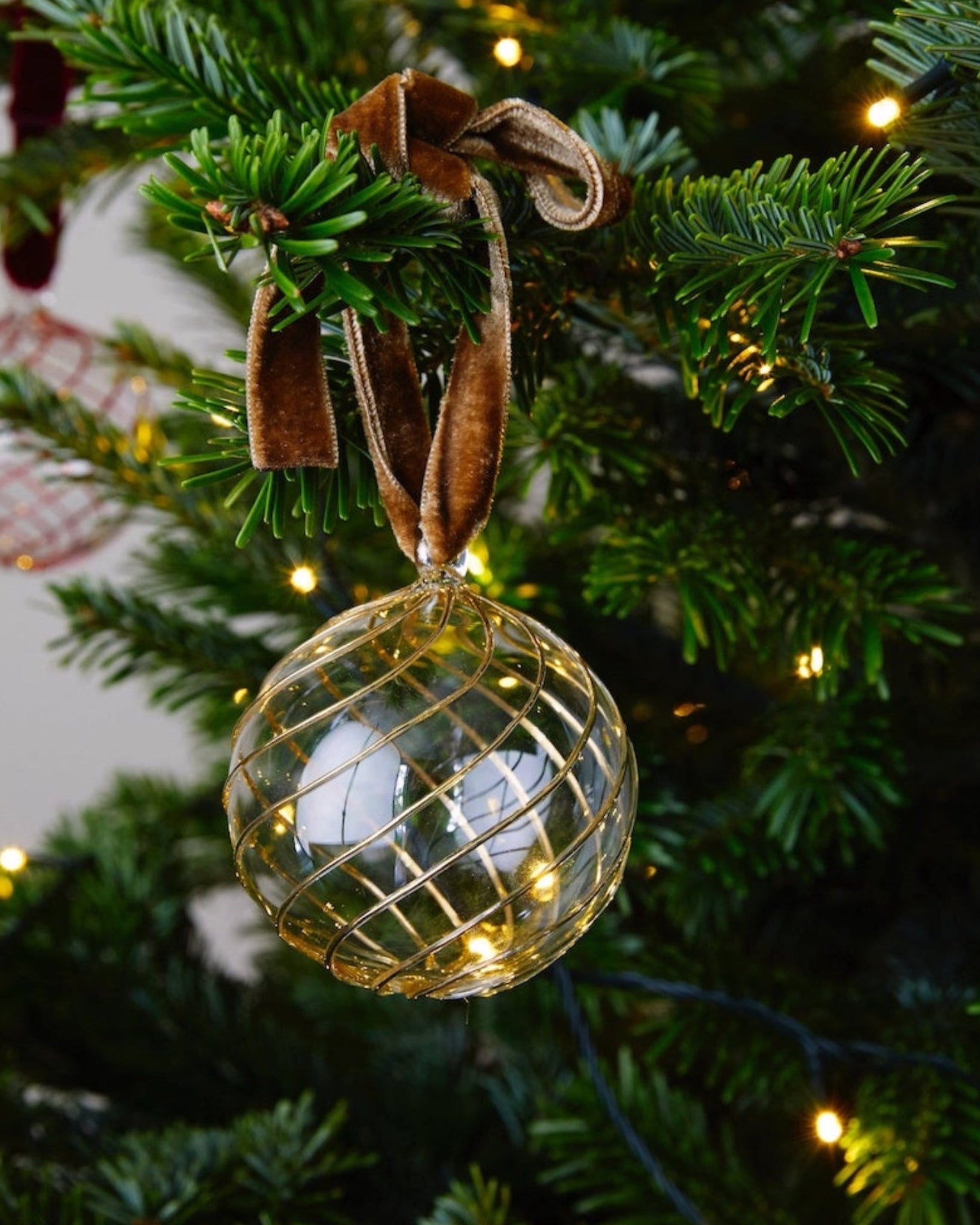 Issy Granger Gold Glass Christmas Baubles. Glass Christmas tree ornaments. Tree decorations. Bx of six glass Christmas baubles. 