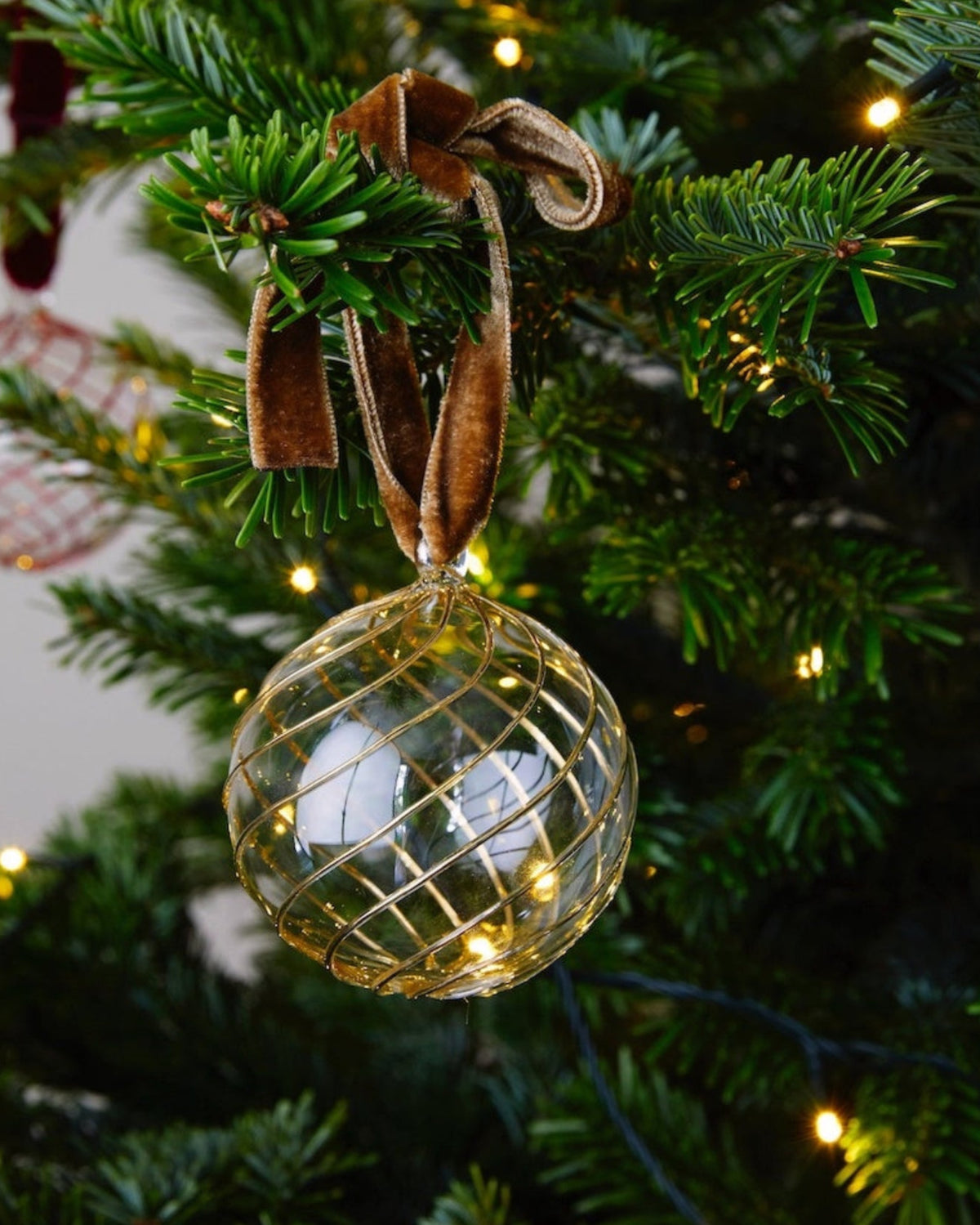 Issy Granger Gold Glass Christmas Baubles. Glass Christmas tree ornaments. Tree decorations. Bx of six glass Christmas baubles. 