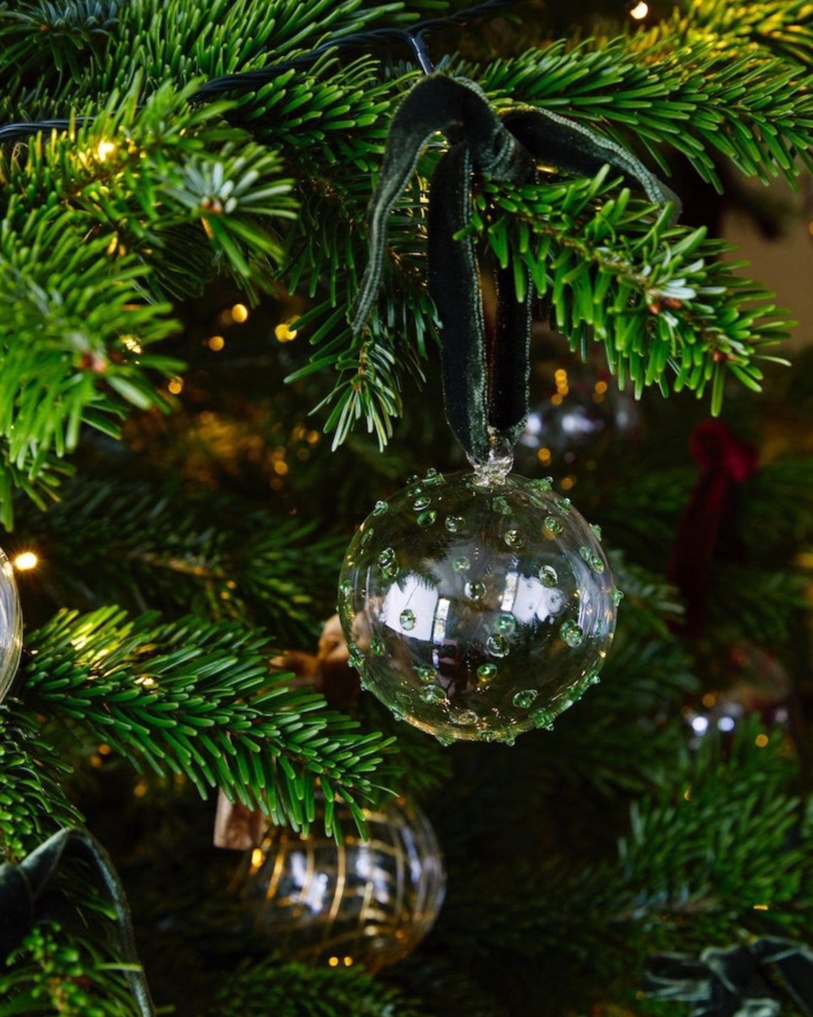 Issy Granger Green Glass Christmas Bauble Tree Ornament 