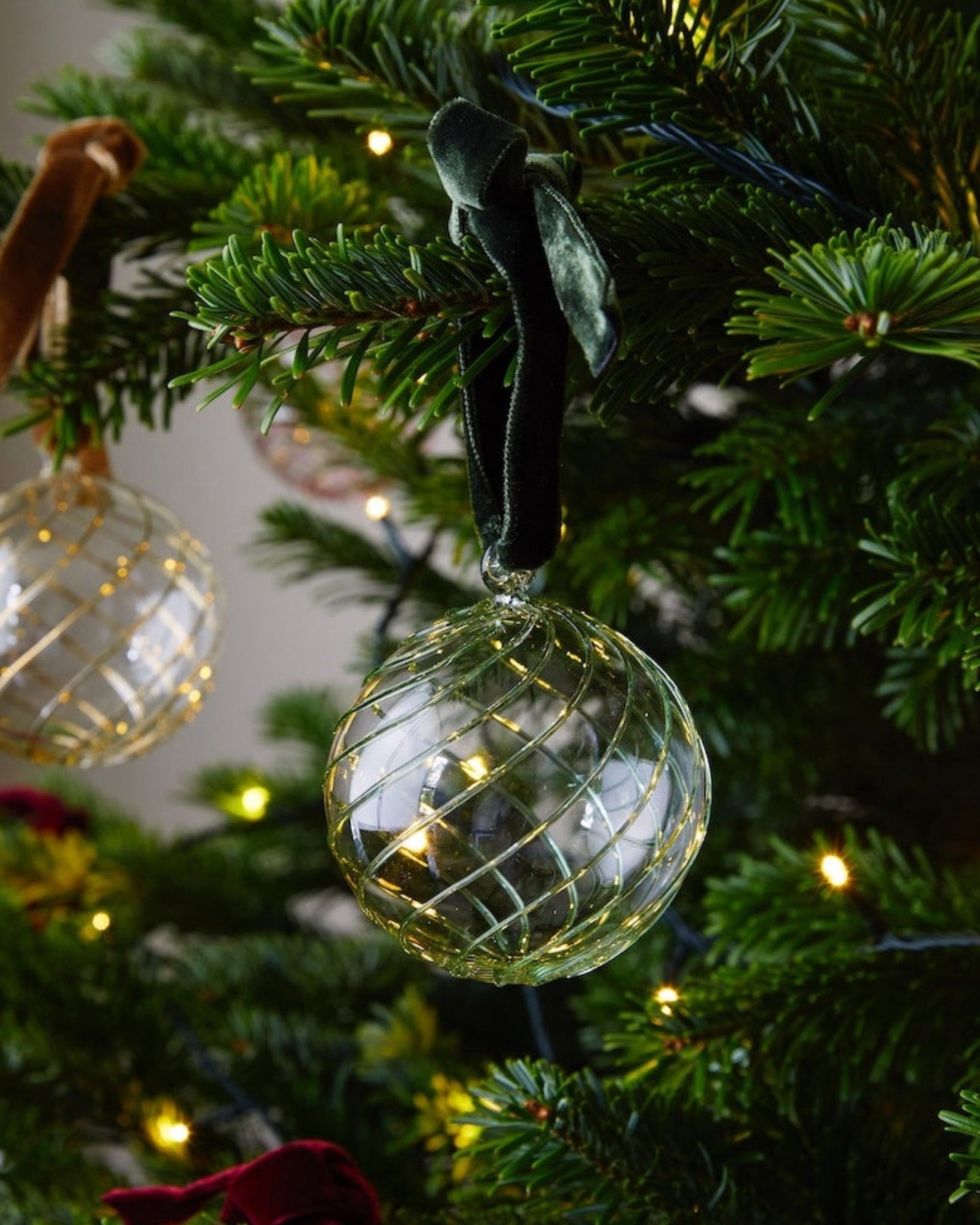 Issy Granger Green Glass Christmas Bauble Tree Ornament 