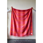 Issy Granger Striped Pink Red Merino Wool Throw Blanket