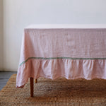 Issy Granger Pink piped linen tablecloth