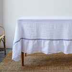 Issy Granger White Double Piped Linen Tablecloth