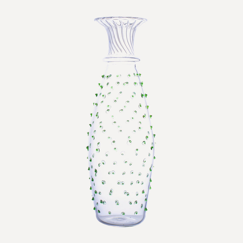 Issy Granger Green Pom Carafe. Dotty Glass Carafe. Spotty Glass Water Jug. Wine Carafe. 