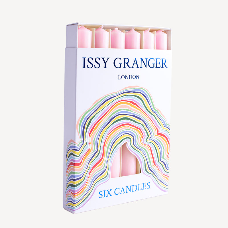 Issy Granger Pale Pink Dinner Candles. Wax Dinner Candles