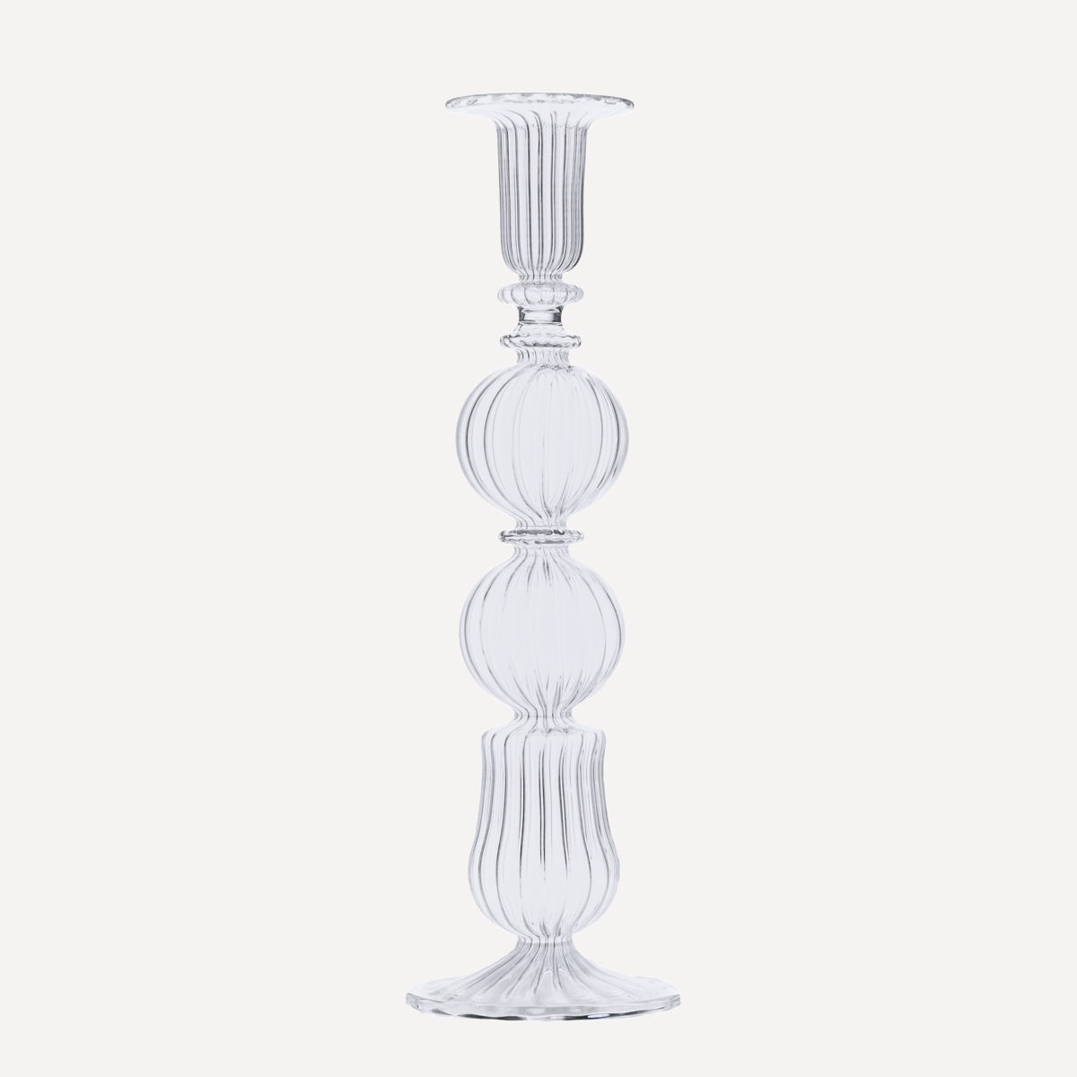 Issy Granger Tall Clear Glass Candlestick candle holder