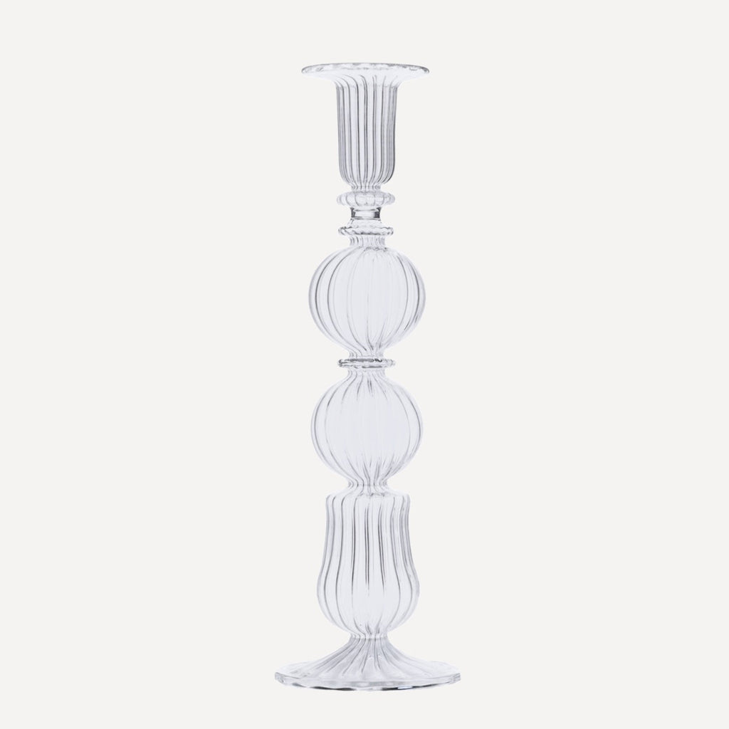 Issy Granger Tall Clear Glass Candlestick candle holder
