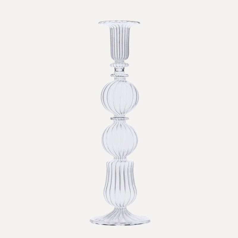 Issy Granger Tall Clear Glass Candlestick candle holder