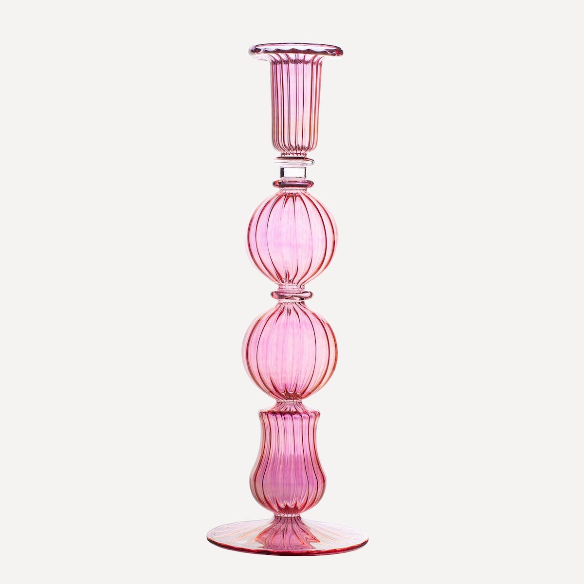 Issy Granger Pink Glass Tall Candlestick Candle holder