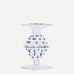 Issy Granger blue spotty glass candlestick, candle holder