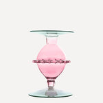 Issy Granger Green and Pink Glass Candlestick Candle Holder